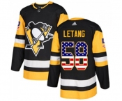 Adidas Pittsburgh Penguins #58 Kris Letang Authentic Black USA Flag Fashion NHL Jersey