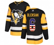 Adidas Pittsburgh Penguins #6 Jamie Oleksiak Authentic Black USA Flag Fashion NHL Jersey