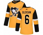 Adidas Pittsburgh Penguins #6 Jamie Oleksiak Premier Gold Alternate NHL Jersey