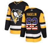 Adidas Pittsburgh Penguins #62 Carl Hagelin Authentic Black USA Flag Fashion NHL Jersey