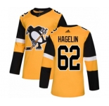 Adidas Pittsburgh Penguins #62 Carl Hagelin Premier Gold Alternate NHL Jersey