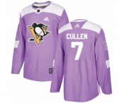 Adidas Pittsburgh Penguins #7 Matt Cullen Authentic Purple Fights Cancer Practice NHL Jersey