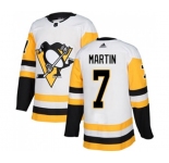 Adidas Pittsburgh Penguins #7 Paul Martin Authentic White Away NHL Jersey