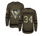 Men Adidas Pittsburgh Penguins #34 Tom Kuhnhackl Green Salute to Service Stitched NHL Jersey