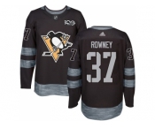 Men Adidas Pittsburgh Penguins #37 Carter Rowney Black 1917-2017 100th Anniversary Stitched NHL Jersey