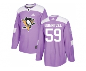 Men Adidas Pittsburgh Penguins #59 Jake Guentzel Purple Authentic Fights Cancer Stitched NHL Jersey