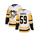 Men Adidas Pittsburgh Penguins #59 Jake Guentzel White Road Authentic Stitched NHL Jersey