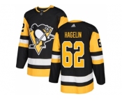 Men Adidas Pittsburgh Penguins #62 Carl Hagelin Black Home Authentic Stitched NHL Jersey
