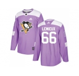 Men Adidas Pittsburgh Penguins #66 Mario Lemieux Purple Authentic Fights Cancer Stitched NHL Jersey