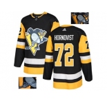 Men Adidas Pittsburgh Penguins #72 Patric Hornqvist Black Home Authentic Fashion Gold Stitched NHL Jersey