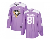 Men Adidas Pittsburgh Penguins #81 Phil Kessel Purple Authentic Fights Cancer Stitched NHL Jersey