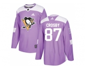 Men Adidas Pittsburgh Penguins #87 Sidney Crosby Purple Authentic Fights Cancer Stitched NHL Jersey