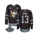 Men's Adidas Pittsburgh Penguins #13 Nick Bonino Premier Black 1917-2017 100th Anniversary 2017 Stanley Cup Champions NHL Jersey