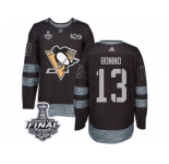 Men's Adidas Pittsburgh Penguins #13 Nick Bonino Premier Black 1917-2017 100th Anniversary 2017 Stanley Cup Final NHL Jersey
