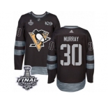 Men's Adidas Pittsburgh Penguins #30 Matt Murray Authentic Black 1917-2017 100th Anniversary 2017 Stanley Cup Final NHL Jersey