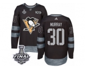 Men's Adidas Pittsburgh Penguins #30 Matt Murray Premier Black 1917-2017 100th Anniversary 2017 Stanley Cup Final NHL Jersey