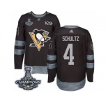 Men's Adidas Pittsburgh Penguins #4 Justin Schultz Premier Black 1917-2017 100th Anniversary 2017 Stanley Cup Champions NHL Jersey