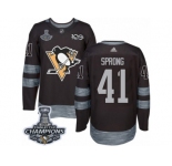 Men's Adidas Pittsburgh Penguins #41 Daniel Sprong Premier Black 1917-2017 100th Anniversary 2017 Stanley Cup Champions NHL Jersey