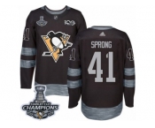 Men's Adidas Pittsburgh Penguins #41 Daniel Sprong Premier Black 1917-2017 100th Anniversary 2017 Stanley Cup Champions NHL Jersey
