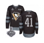 Men's Adidas Pittsburgh Penguins #41 Daniel Sprong Premier Black 1917-2017 100th Anniversary 2017 Stanley Cup Final NHL Jersey