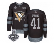 Men's Adidas Pittsburgh Penguins #41 Daniel Sprong Premier Black 1917-2017 100th Anniversary 2017 Stanley Cup Final NHL Jersey
