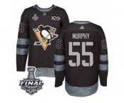 Men's Adidas Pittsburgh Penguins #55 Larry Murphy Premier Black 1917-2017 100th Anniversary 2017 Stanley Cup Final NHL Jersey