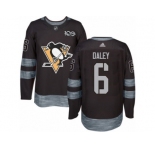 Men's Adidas Pittsburgh Penguins #6 Trevor Daley Authentic Black 1917-2017 100th Anniversary NHL Jersey