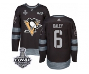 Men's Adidas Pittsburgh Penguins #6 Trevor Daley Premier Black 1917-2017 100th Anniversary 2017 Stanley Cup Final NHL Jersey