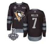 Men's Adidas Pittsburgh Penguins #7 Joe Mullen Premier Black 1917-2017 100th Anniversary 2017 Stanley Cup Final NHL Jersey
