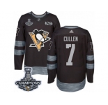 Men's Adidas Pittsburgh Penguins #7 Matt Cullen Authentic Black 1917-2017 100th Anniversary 2017 Stanley Cup Champions NHL Jersey