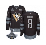 Men's Adidas Pittsburgh Penguins #8 Mark Recchi Premier Black 1917-2017 100th Anniversary 2017 Stanley Cup Champions NHL Jersey