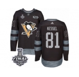 Men's Adidas Pittsburgh Penguins #81 Phil Kessel Premier Black 1917-2017 100th Anniversary 2017 Stanley Cup Final NHL Jersey