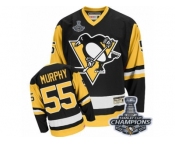 Men's CCM Pittsburgh Penguins #55 Larry Murphy Premier Black Throwback 2017 Stanley Cup Champions NHL Jersey