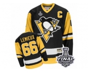 Men's CCM Pittsburgh Penguins #66 Mario Lemieux Authentic Black Throwback 2017 Stanley Cup Final NHL Jersey