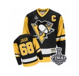Men's CCM Pittsburgh Penguins #68 Jaromir Jagr Authentic Black Throwback 2017 Stanley Cup Final NHL Jersey