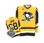 Men's CCM Pittsburgh Penguins #68 Jaromir Jagr Authentic Yellow Throwback 2017 Stanley Cup Final NHL Jersey