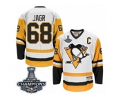 Men's CCM Pittsburgh Penguins #68 Jaromir Jagr Premier White Throwback 2017 Stanley Cup Champions NHL Jersey