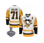 Men's CCM Pittsburgh Penguins #71 Evgeni Malkin Authentic White Throwback 2017 Stanley Cup Final NHL Jersey