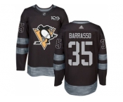 Men's Pittsburgh Penguins #35 Tom Barrasso Black 1917-2017 100th Anniversary Stitched NHL Jersey