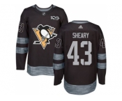Men's Pittsburgh Penguins #43 Conor Sheary Black 1917-2017 100th Anniversary Stitched NHL Jersey