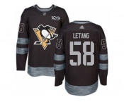 Men's Pittsburgh Penguins #58 Kris Letang Black 1917-2017 100th Anniversary Stitched NHL Jersey