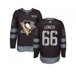 Men's Pittsburgh Penguins #66 Mario Lemieux Black 1917-2017 100th Anniversary Stitched NHL Jersey