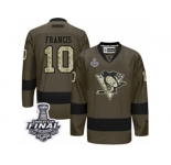 Men's Reebok Pittsburgh Penguins #10 Ron Francis Premier Green Salute to Service 2017 Stanley Cup Final NHL Jersey