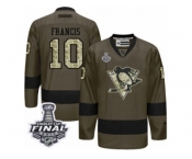 Men's Reebok Pittsburgh Penguins #10 Ron Francis Premier Green Salute to Service 2017 Stanley Cup Final NHL Jersey