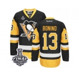 Men's Reebok Pittsburgh Penguins #13 Nick Bonino Authentic Black Gold Third 2017 Stanley Cup Final NHL Jersey