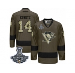 Men's Reebok Pittsburgh Penguins #14 Chris Kunitz Premier Green Salute to Service 2017 Stanley Cup Champions NHL Jersey