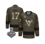 Men's Reebok Pittsburgh Penguins #17 Bryan Rust Authentic Green Salute to Service 2017 Stanley Cup Final NHL Jersey