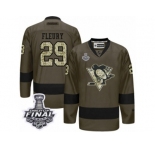 Men's Reebok Pittsburgh Penguins #29 Marc-Andre Fleury Authentic Green Salute to Service 2017 Stanley Cup Final NHL Jersey