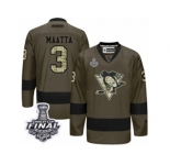 Men's Reebok Pittsburgh Penguins #3 Olli Maatta Authentic Green Salute to Service 2017 Stanley Cup Final NHL Jersey