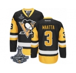 Men's Reebok Pittsburgh Penguins #3 Olli Maatta Premier Black Gold Third 2017 Stanley Cup Champions NHL Jersey